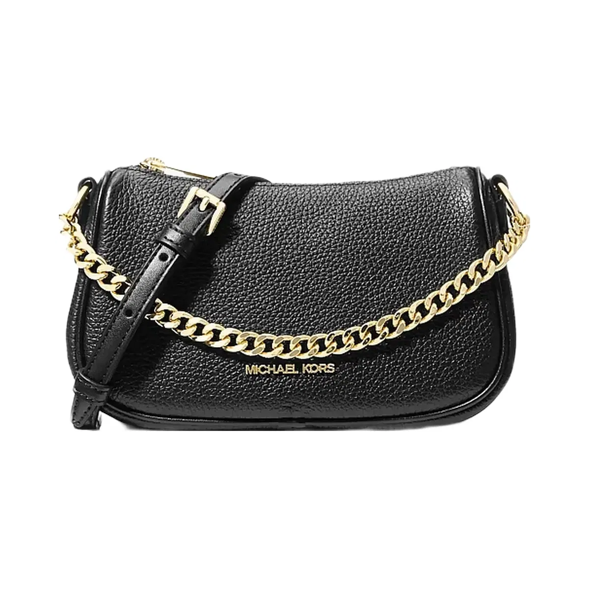 Michael Kors Carmela Small Pebbled Leather Convertible Crossbody Bag Black
