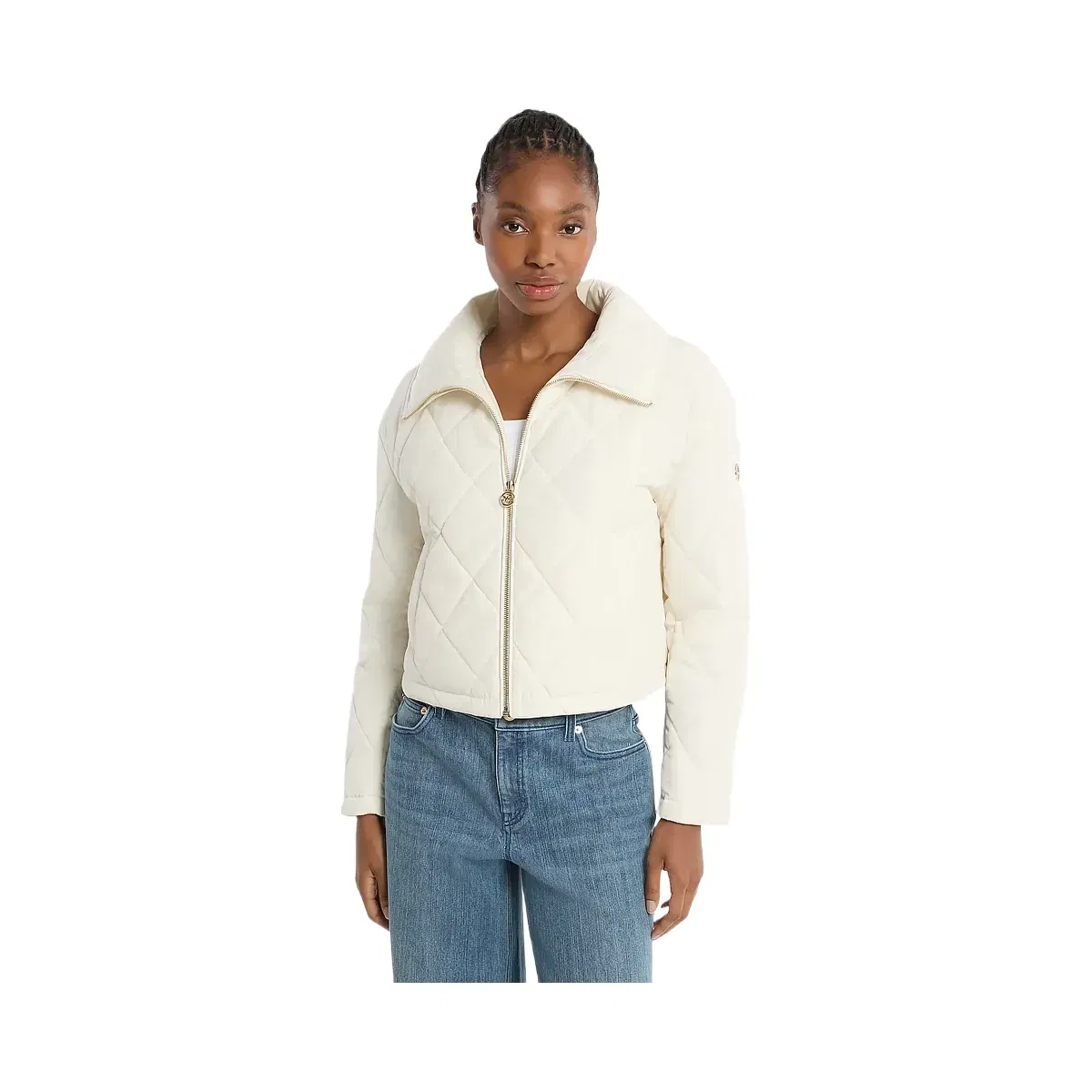 Michael Kors Cropped Quilted Jacket Bone