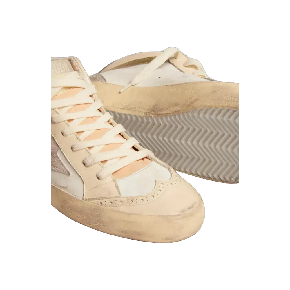 Golden Goose Mid Star With Star In Light Gray Suede And Gold Flash