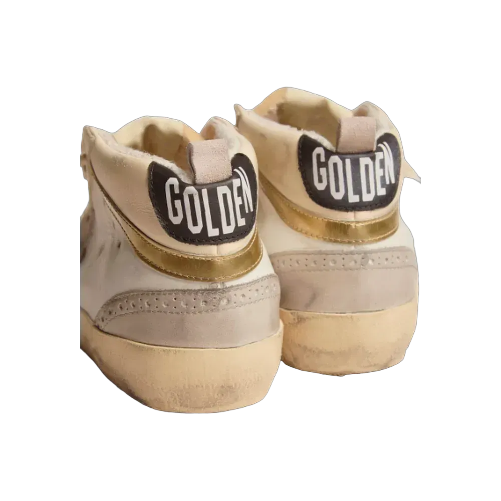 Golden Goose Mid Star With Star In Light Gray Suede And Gold Flash