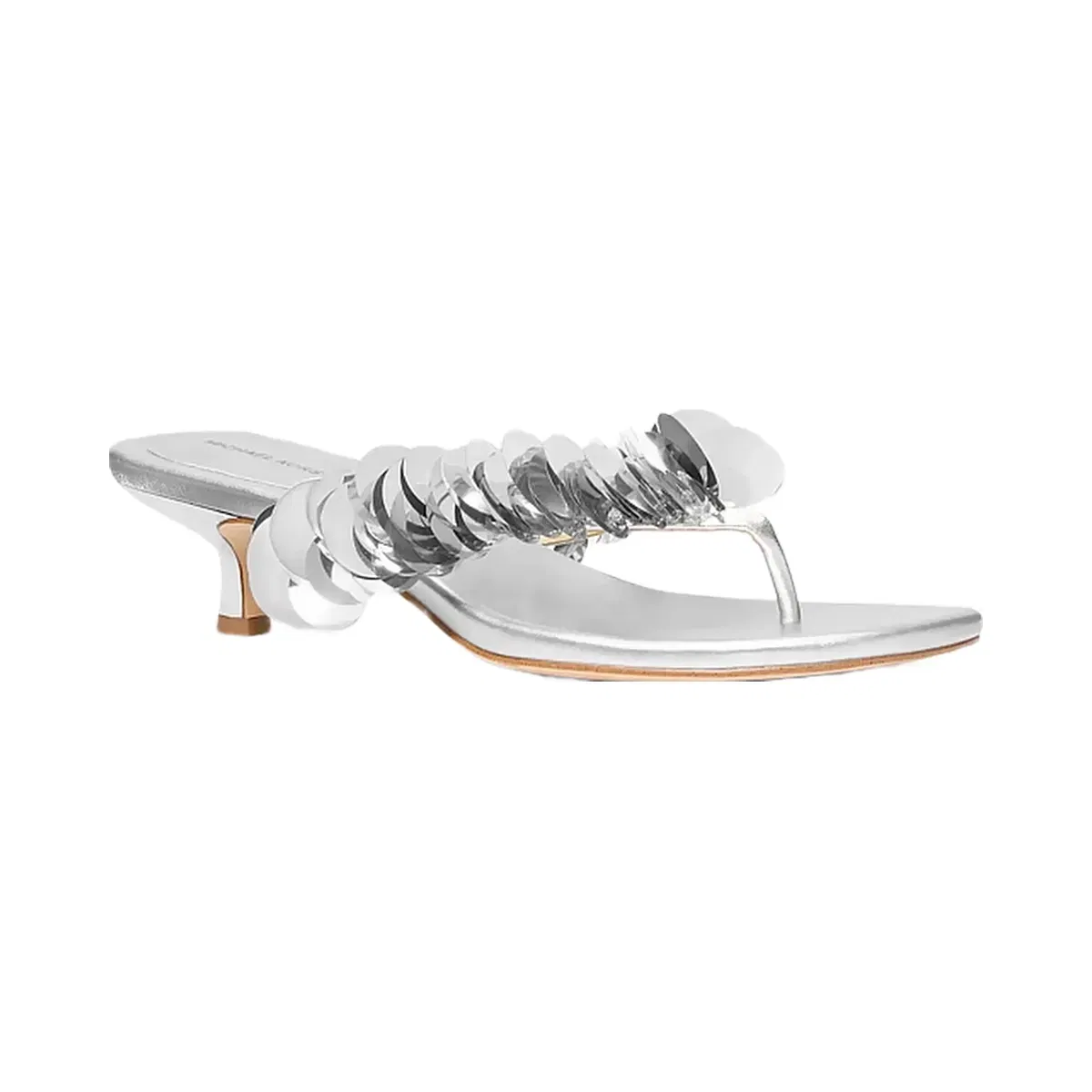 Michael Kors Loretta Sequin Embellished Metallic Sandal Silver