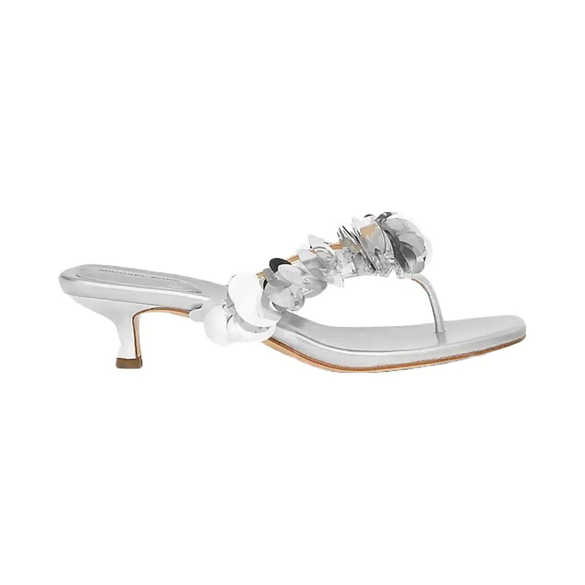Michael Kors Loretta Sequin Embellished Metallic Sandal Silver