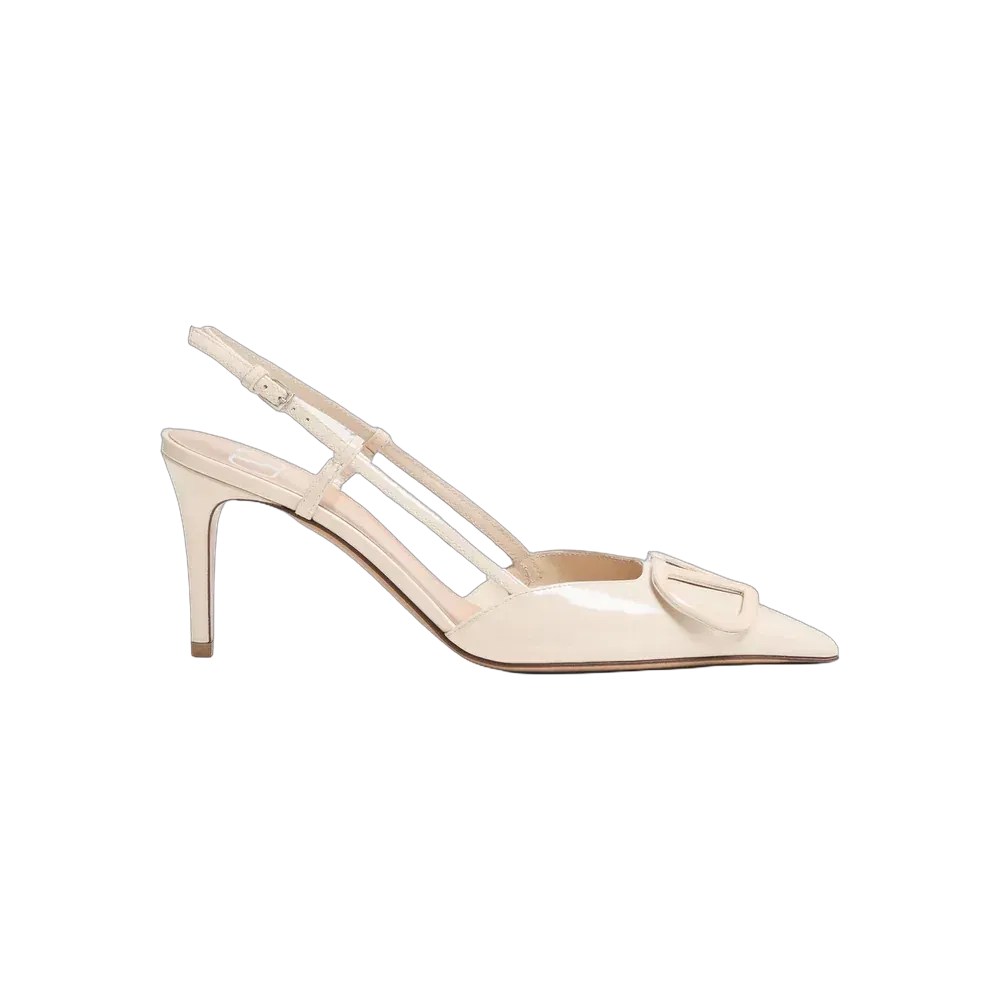 Valentino VLogo Signature Patent Leather Slingback Pump 80mm Light Ivory