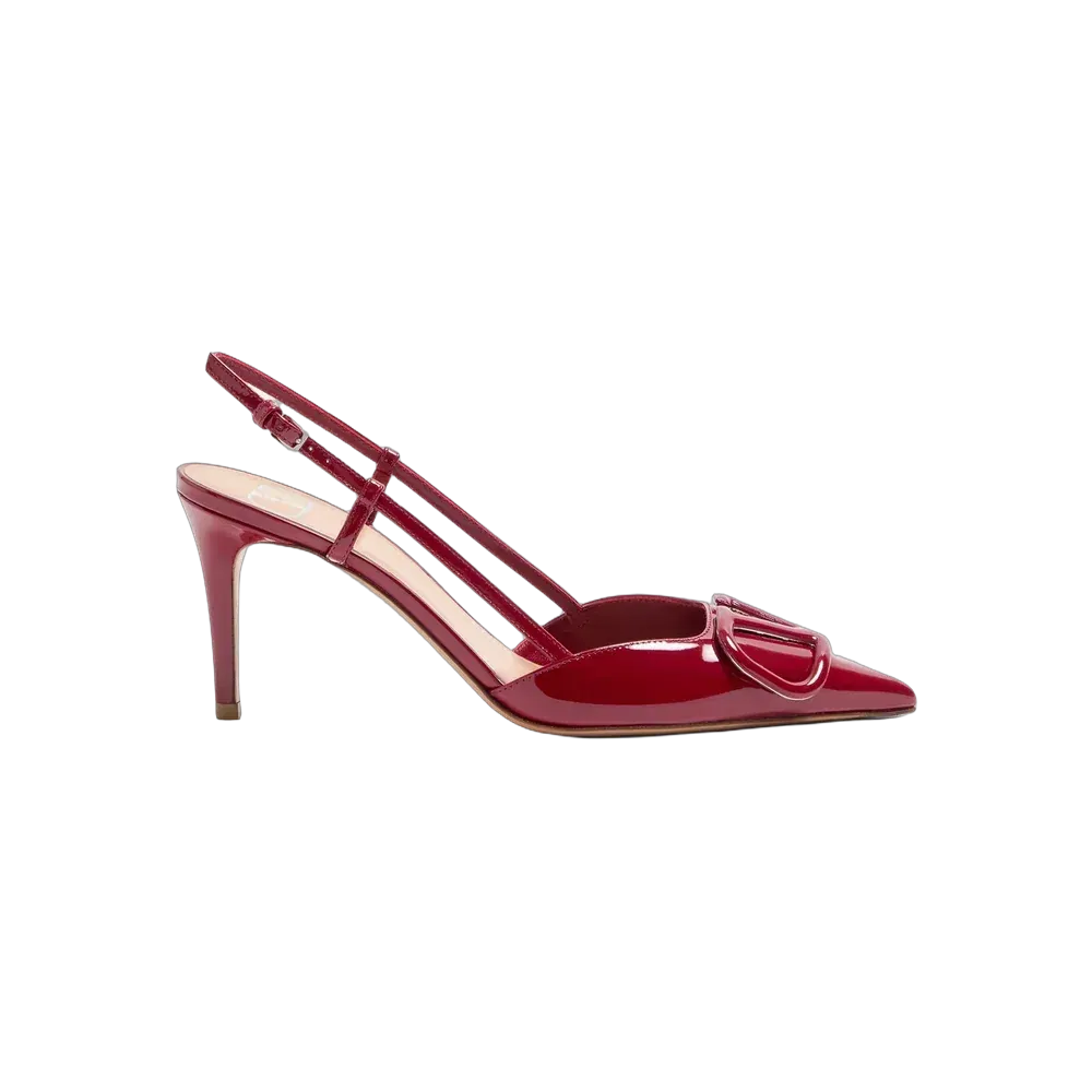 Valentino VLogo Signature Patent Leather Slingback Pump 80mm Dark Red