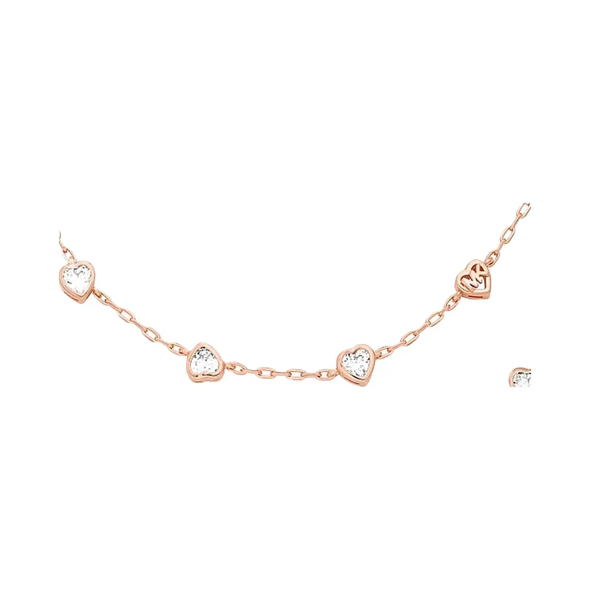 Michael Kors Heart Cubic Zirconia Necklace and Stud Earrings Gift Set Rose Gold