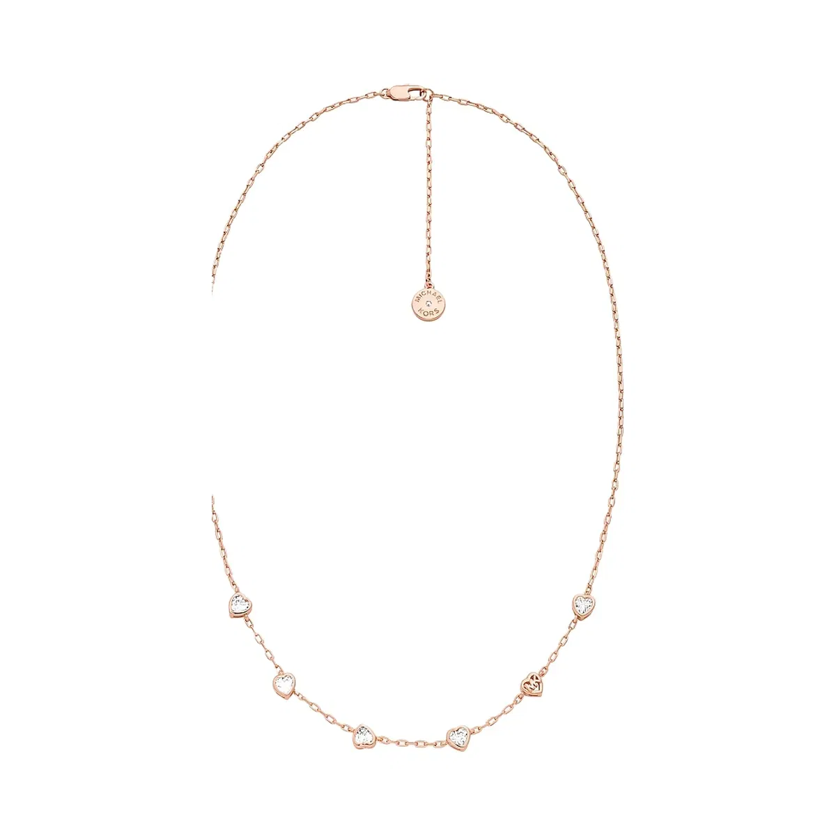 Michael Kors Heart Cubic Zirconia Necklace and Stud Earrings Gift Set Rose Gold