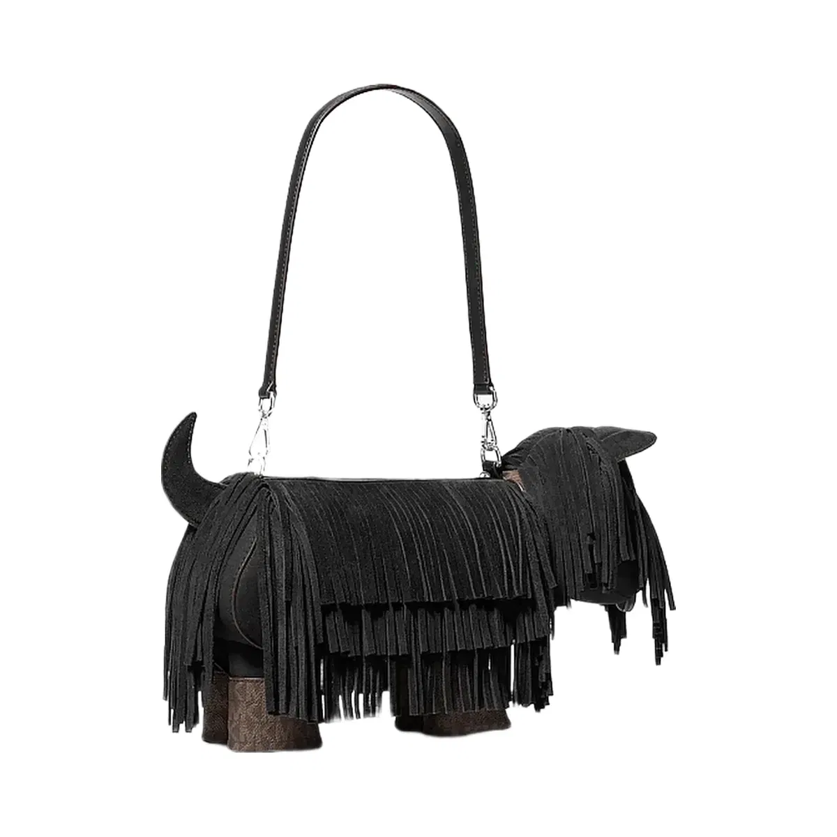 Michael Kors Scotty Dog Small Suede Shoulder Bag Black