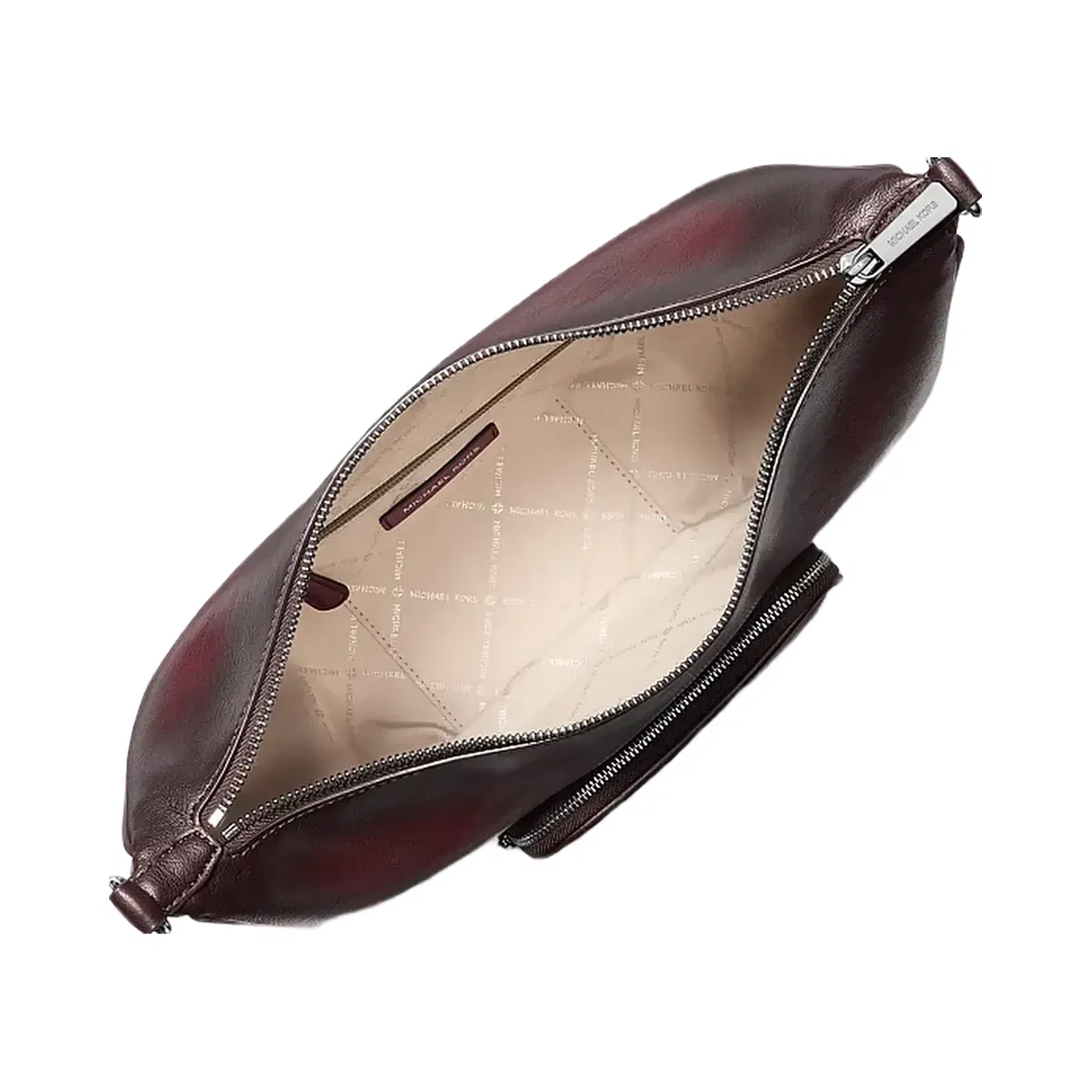 Michael Kors Merritt Medium Burnished Convertible Shoulder Bag Maroon