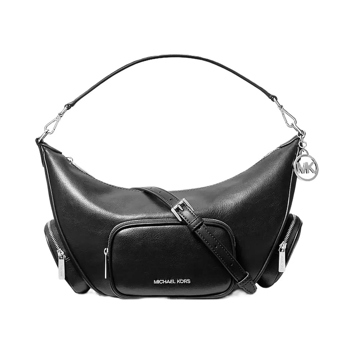 Michael Kors Merritt Medium Burnished Convertible Shoulder Bag Black