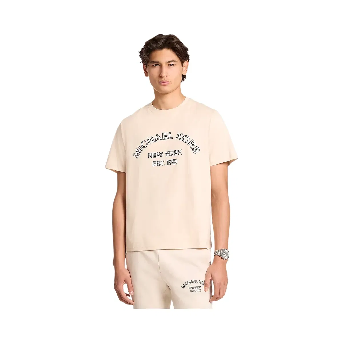 Michael Kors Graphic Logo Cotton Jersey T-Shirt Lt Cream