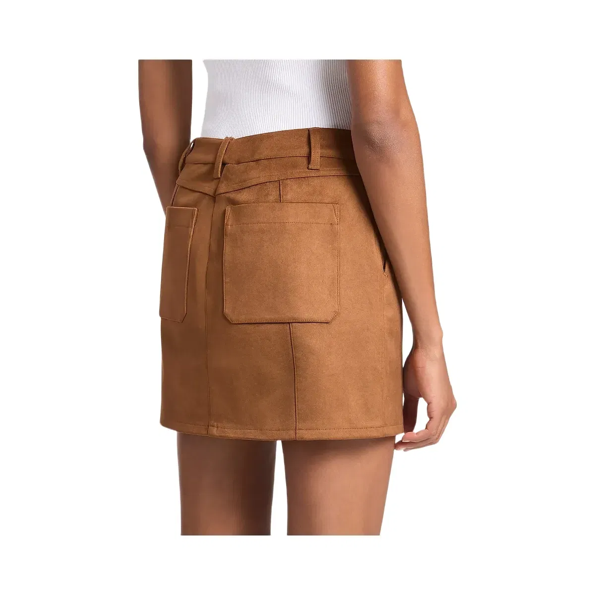 Michael Kors Polyester Microsuede Mini Skirt Luggage