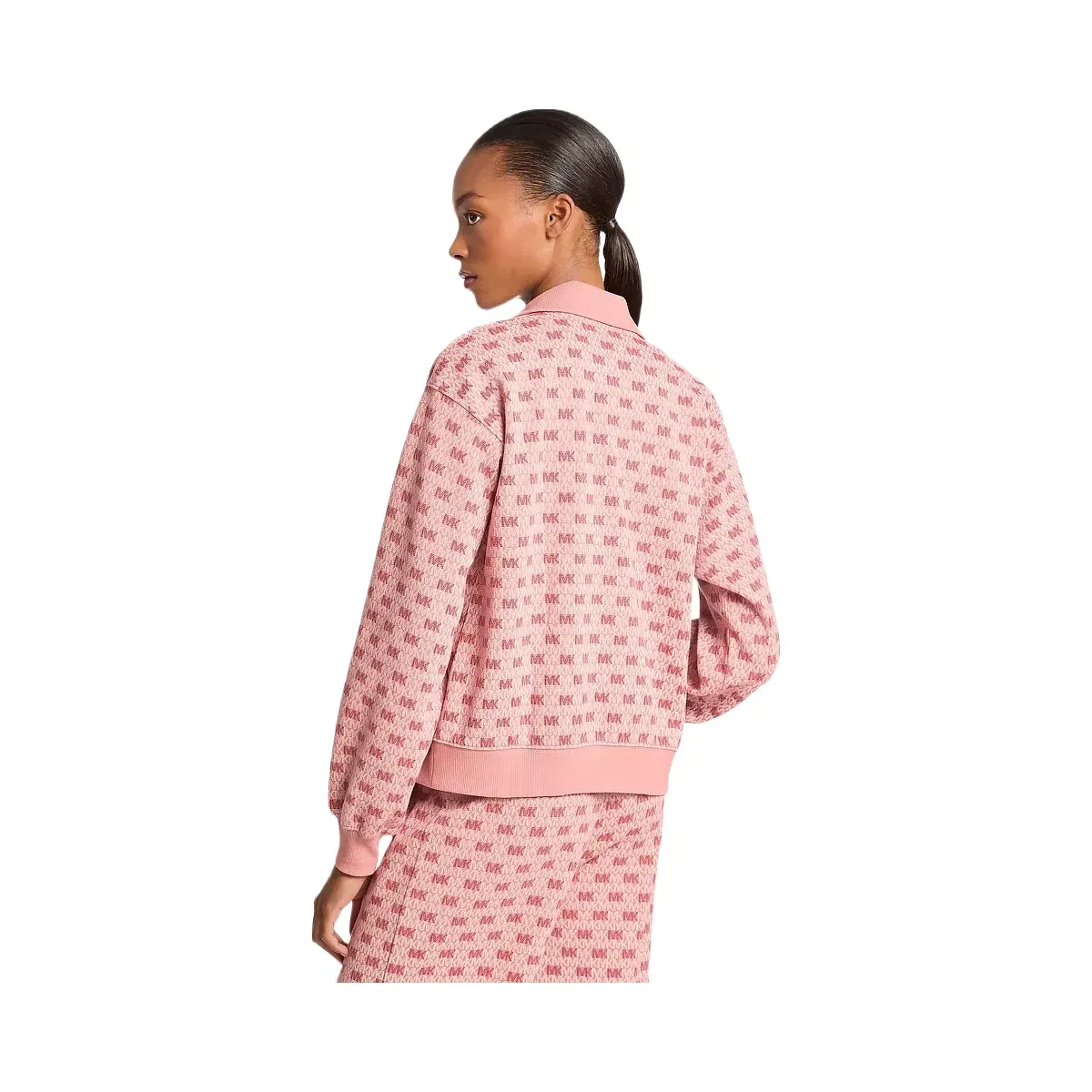 Michael Kors Logo Cotton Blend Zip-Up Jacket Sunset Rose