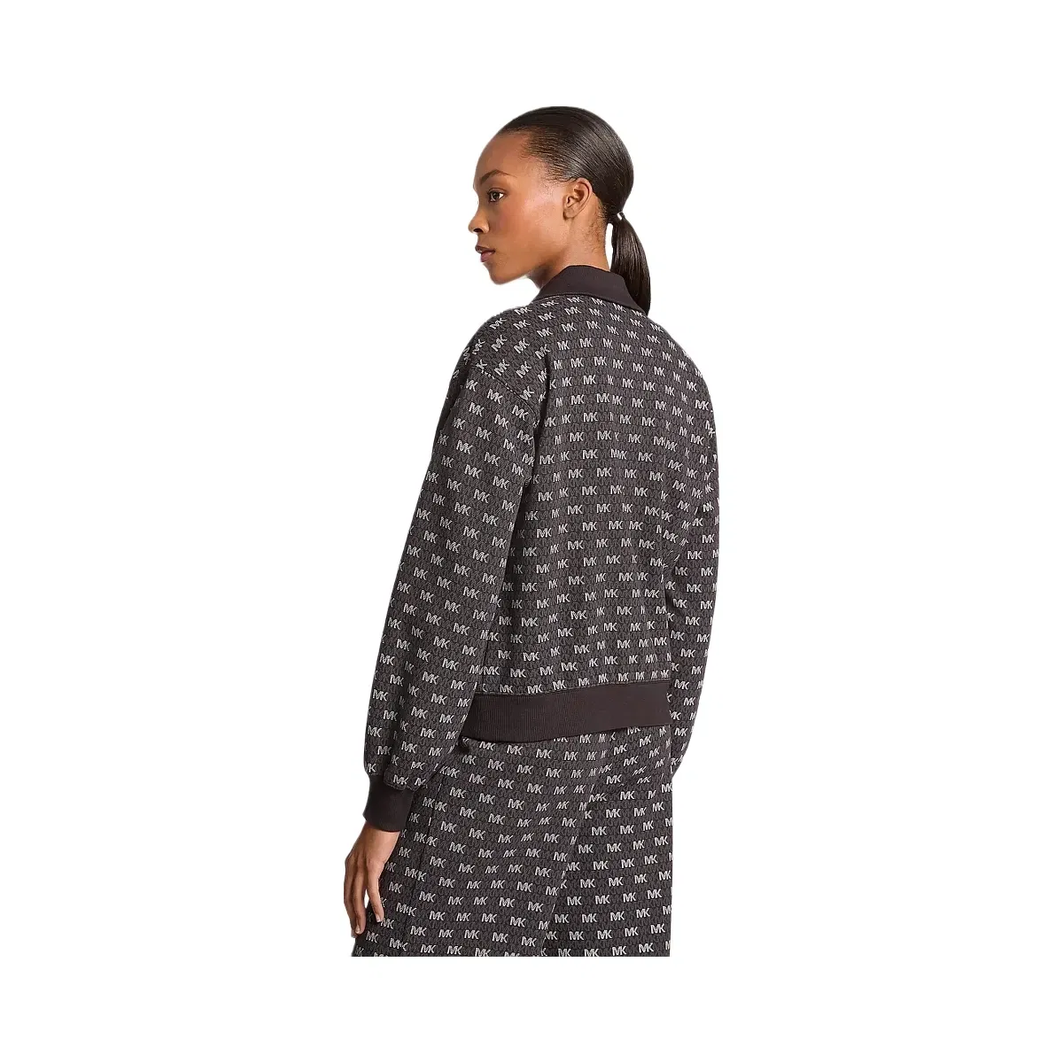 Michael Kors Logo Cotton Blend Zip-Up Jacket Black