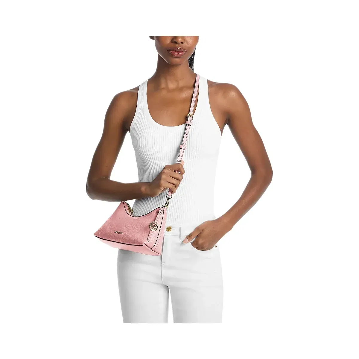 Michael Kors Sammy Small Pebbled Leather Convertible Crossbody Bag Powder Blush