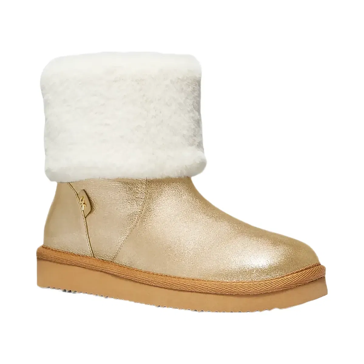 Michael Kors Julia Faux Fur Trim Metallic Leather Boot Pale Gold