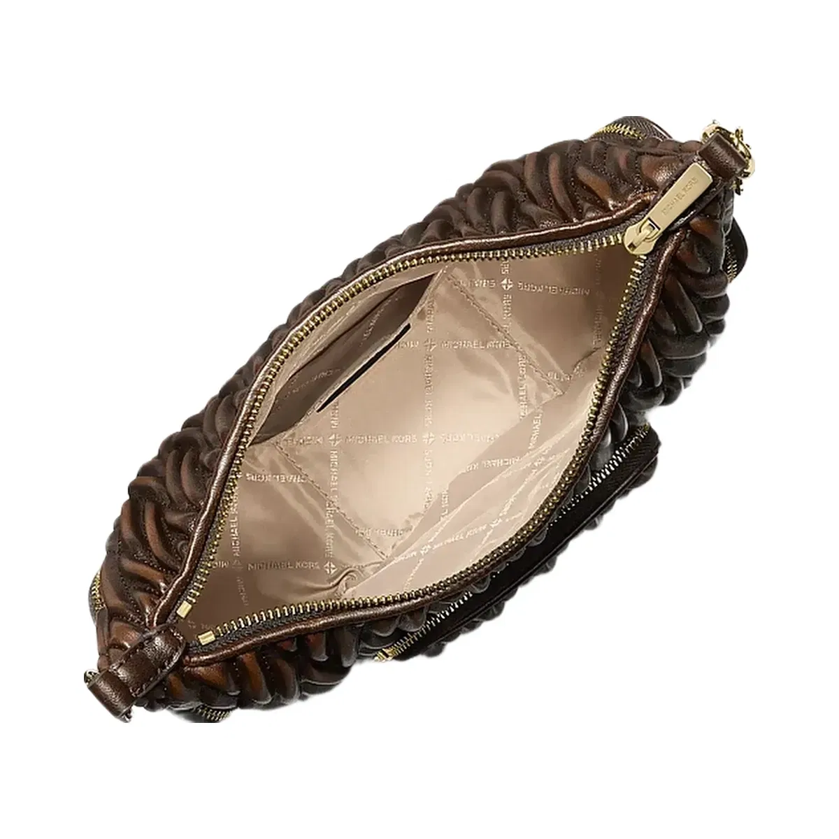 Michael Kors Merritt Small Matelassé Burnished Convertible Shoulder Bag Chocolate