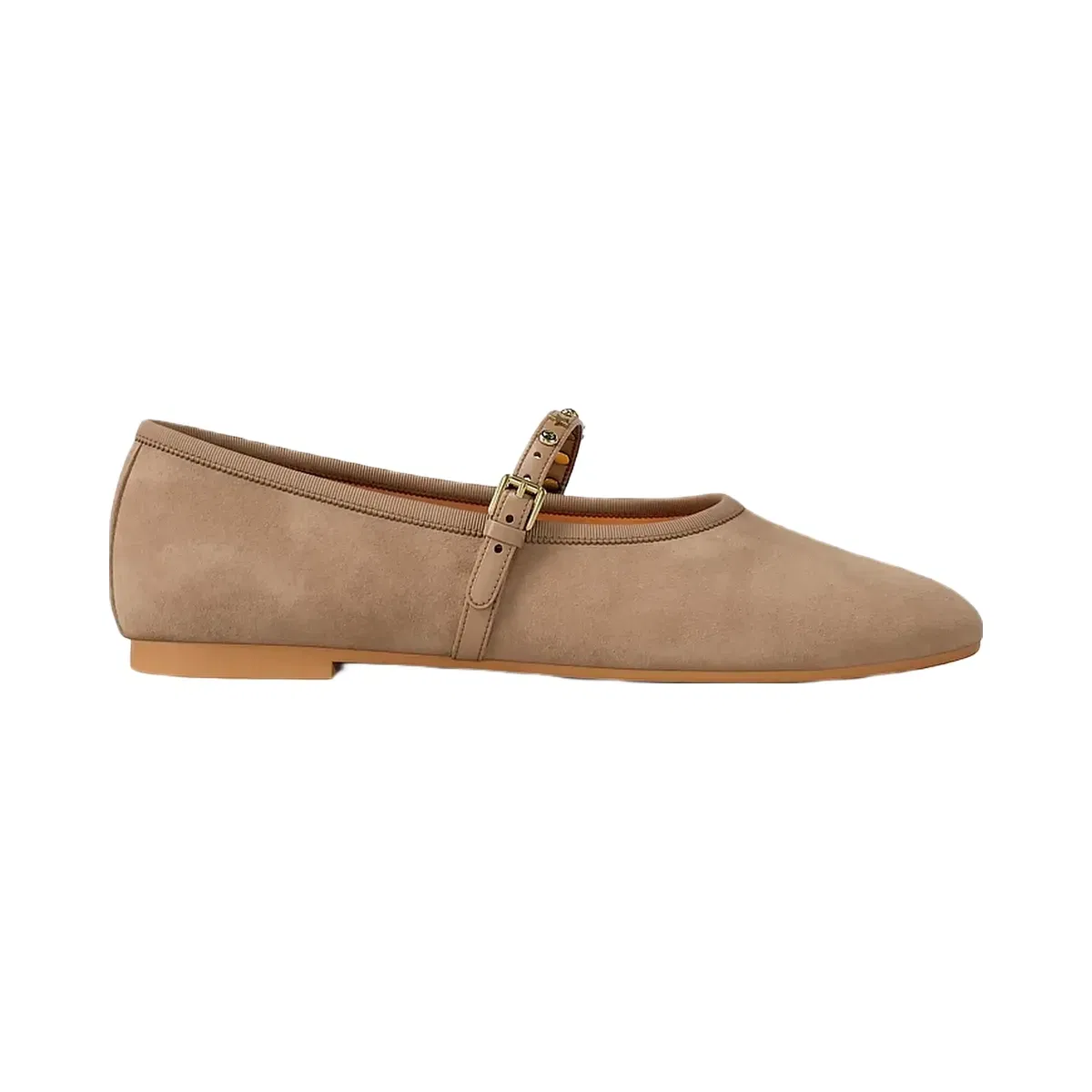 Michael Kors Phoebe Embellished Leather Ballet Flat Camel