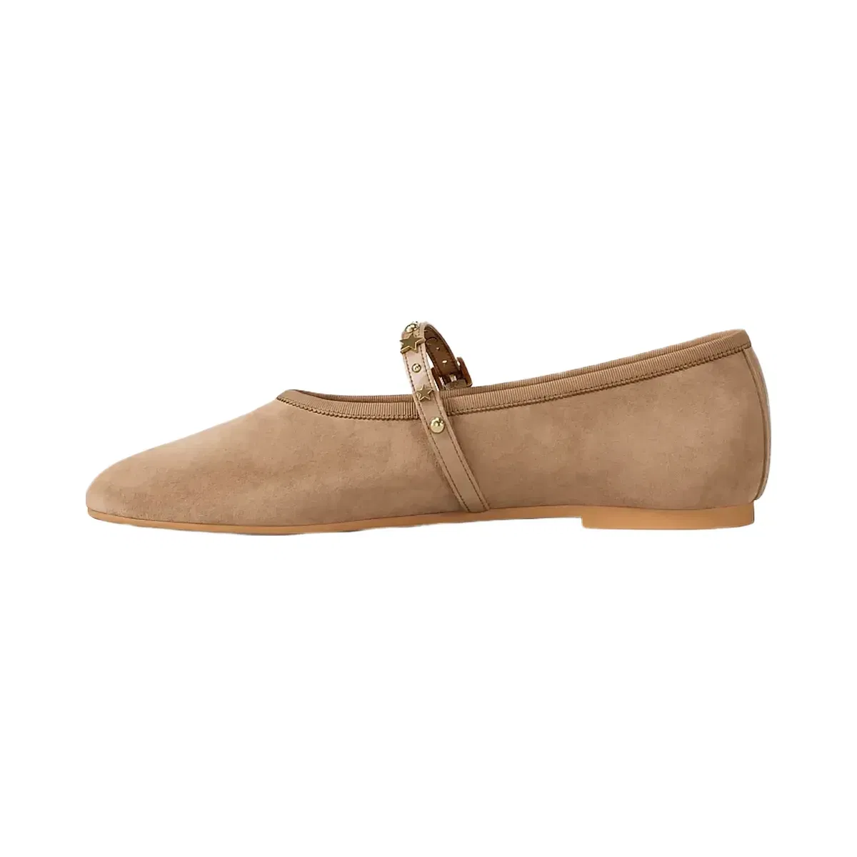 Michael Kors Phoebe Embellished Leather Ballet Flat Camel