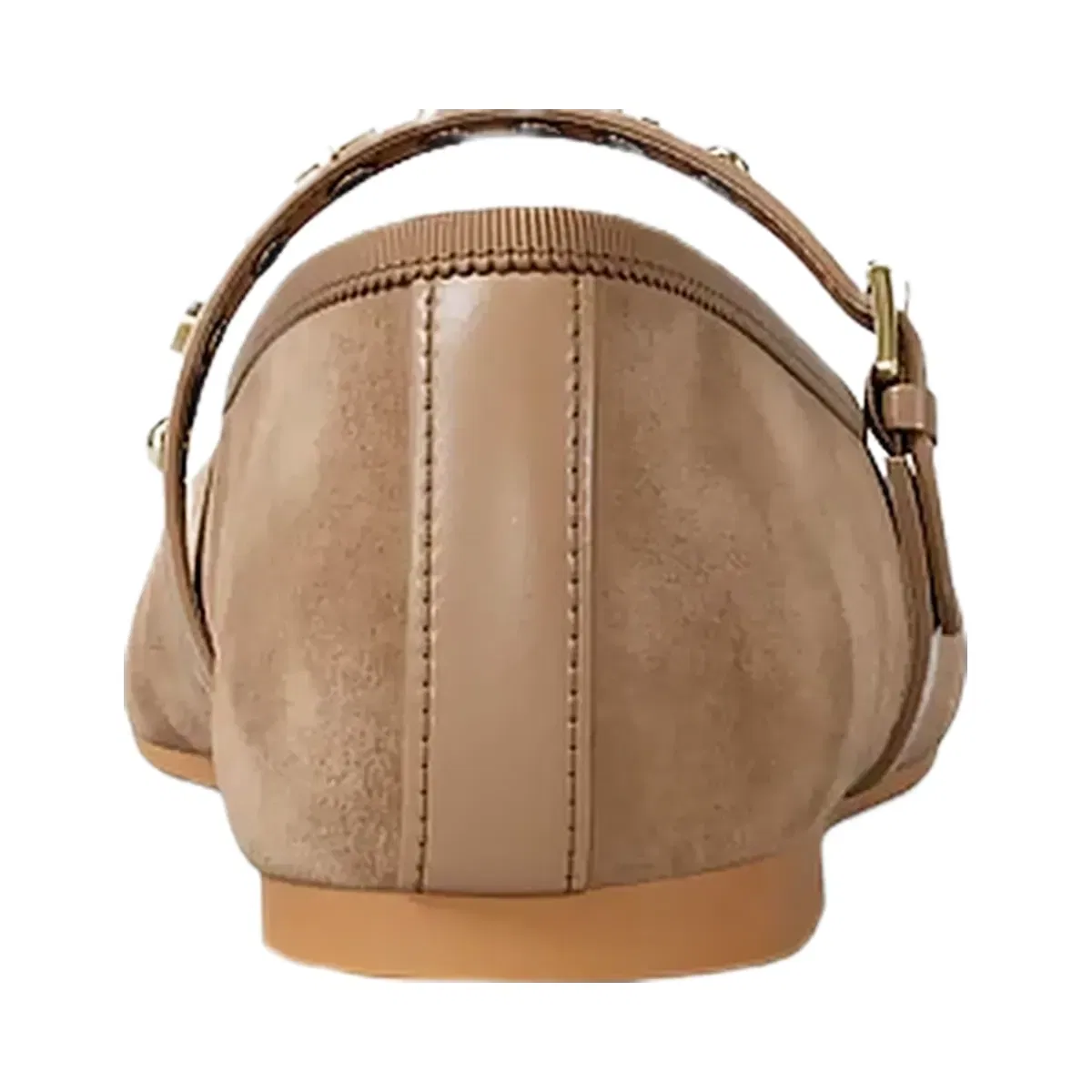 Michael Kors Phoebe Embellished Leather Ballet Flat Camel