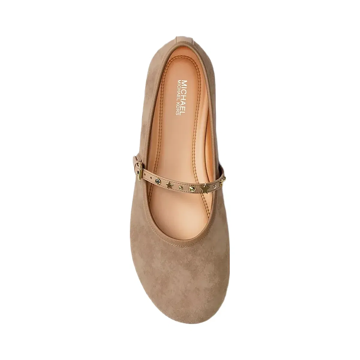 Michael Kors Phoebe Embellished Leather Ballet Flat Camel