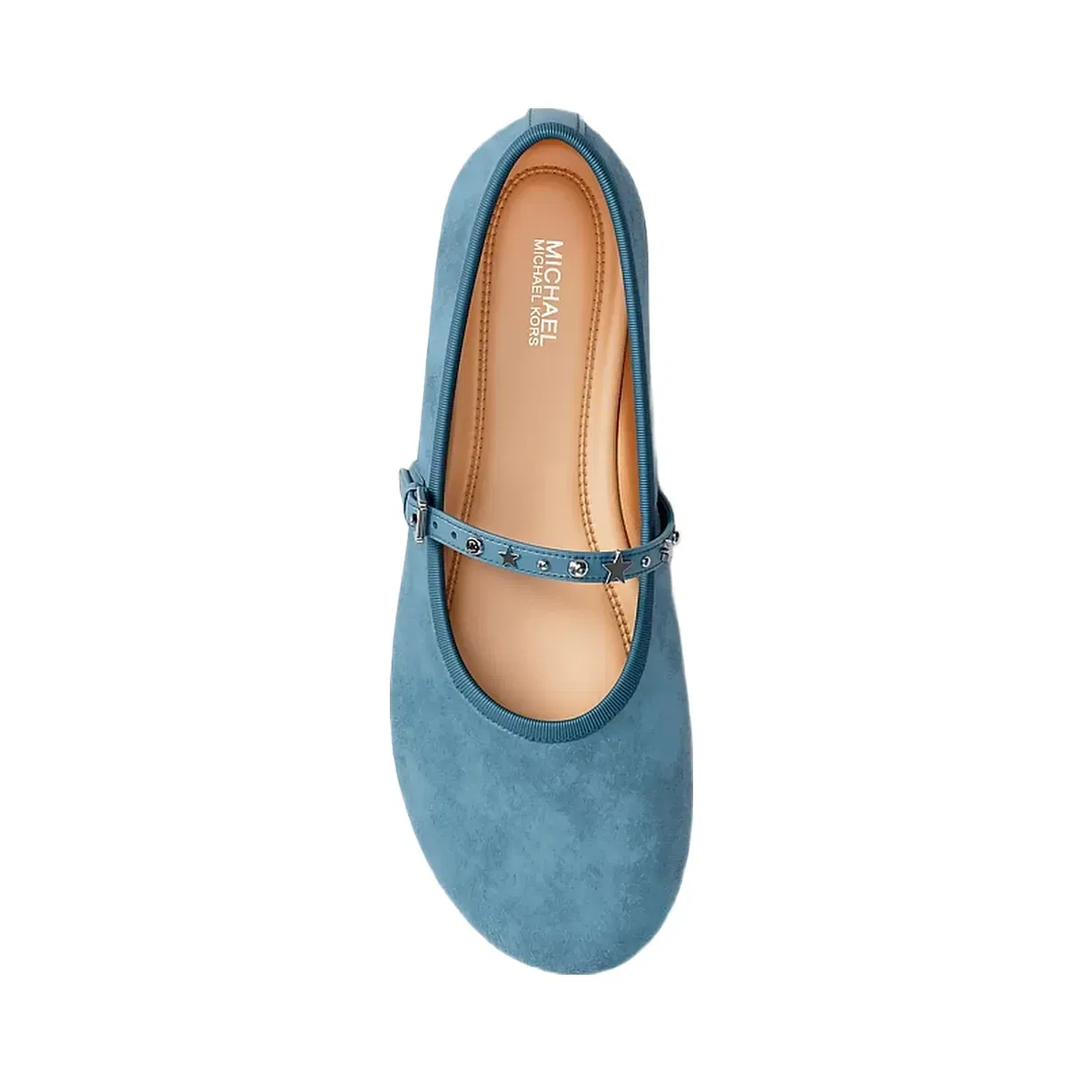Michael Kors Phoebe Embellished Leather Ballet Flat Denim