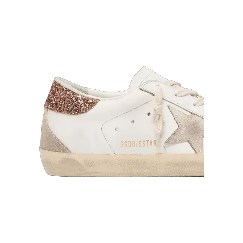 Golden Goose Super-Star With A Suede Star And Peach-Pink Glitter Heel Tab