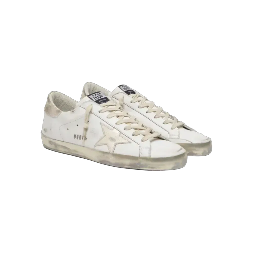 Golden Goose Super-Star With Gold Sparkle Foxing And Metal Stud Lettering