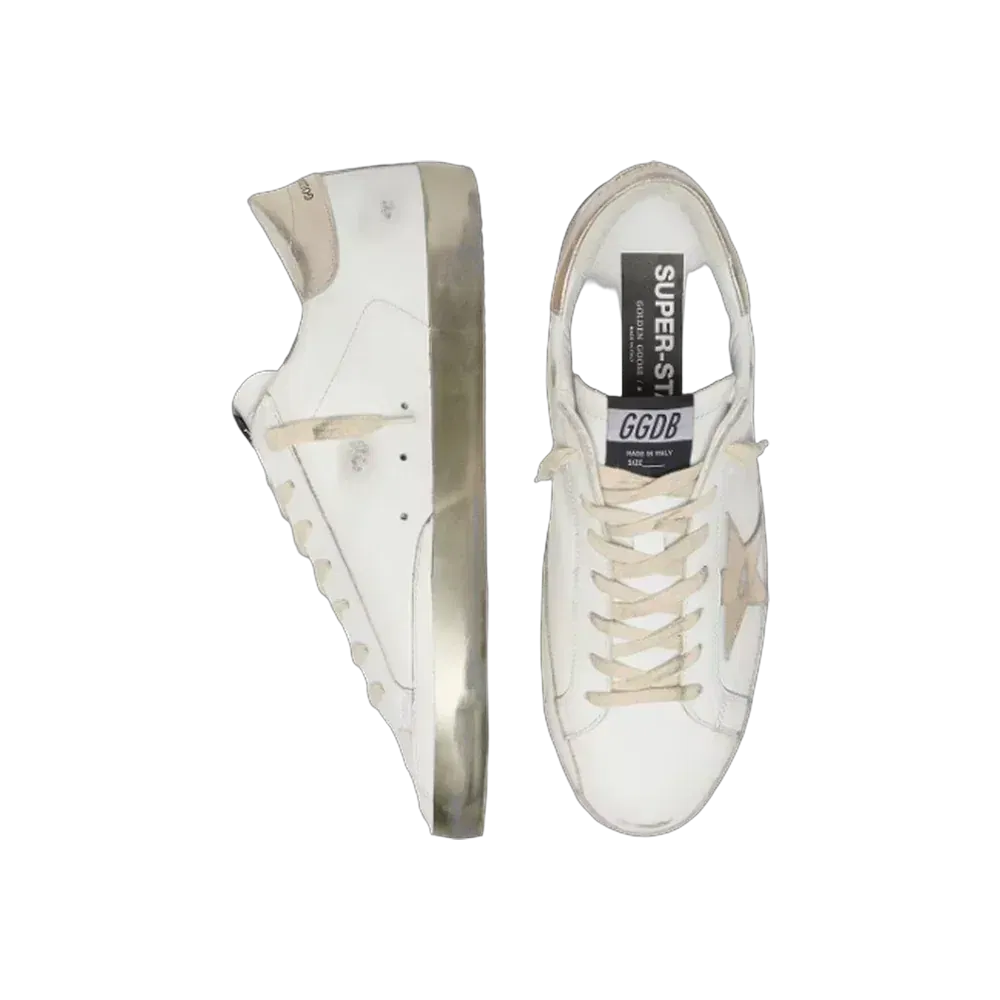 Golden Goose Super-Star With Gold Sparkle Foxing And Metal Stud Lettering