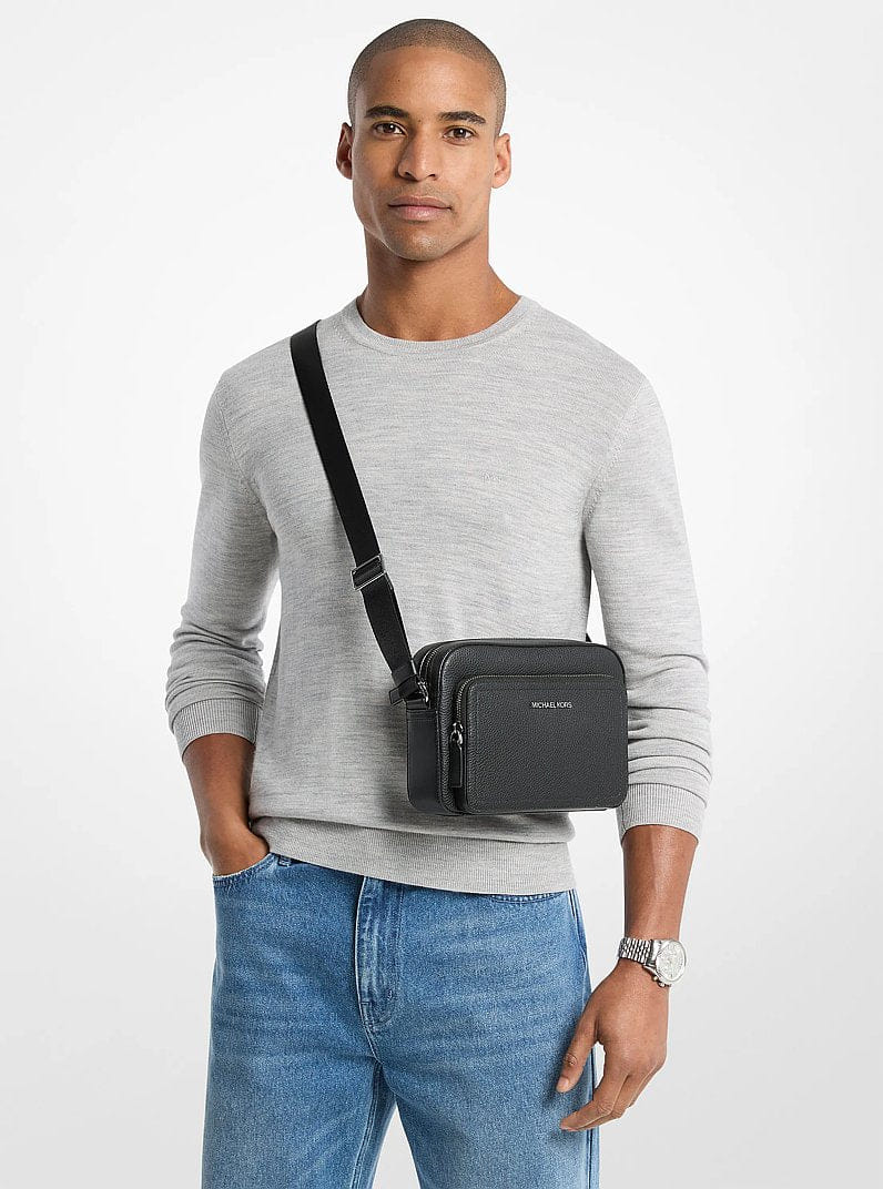 Michael Kors Cooper Pebbled Leather Flight Bag Black