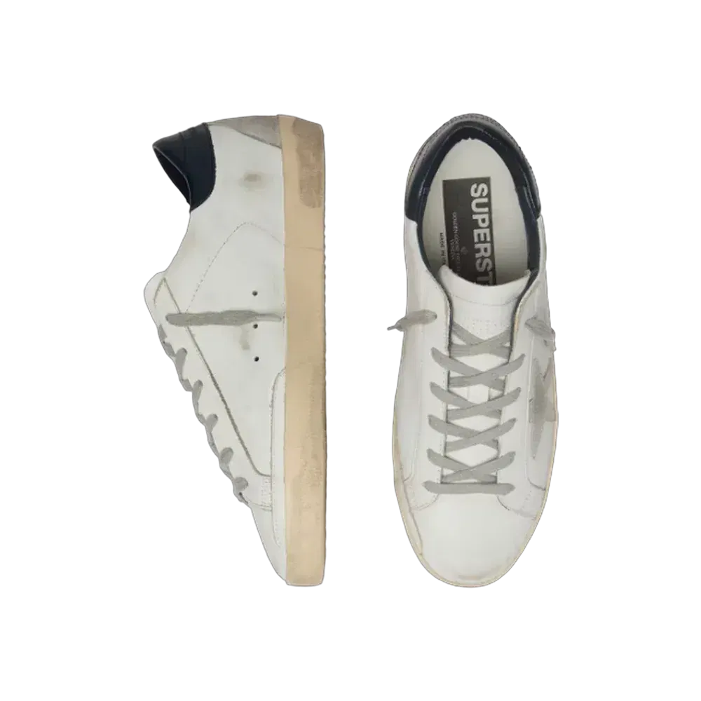 Golden Goose Super-Star With Suede Star And Blue Heel Tab