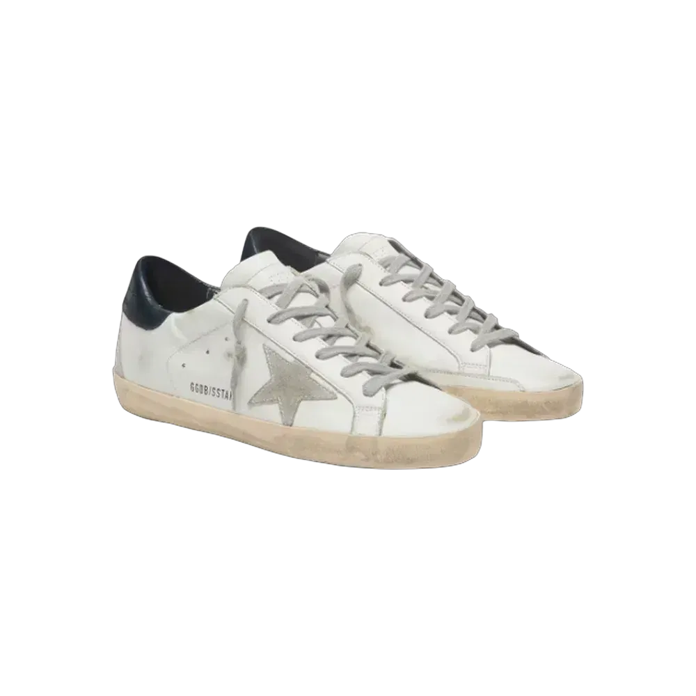 Golden Goose Super-Star With Suede Star And Blue Heel Tab