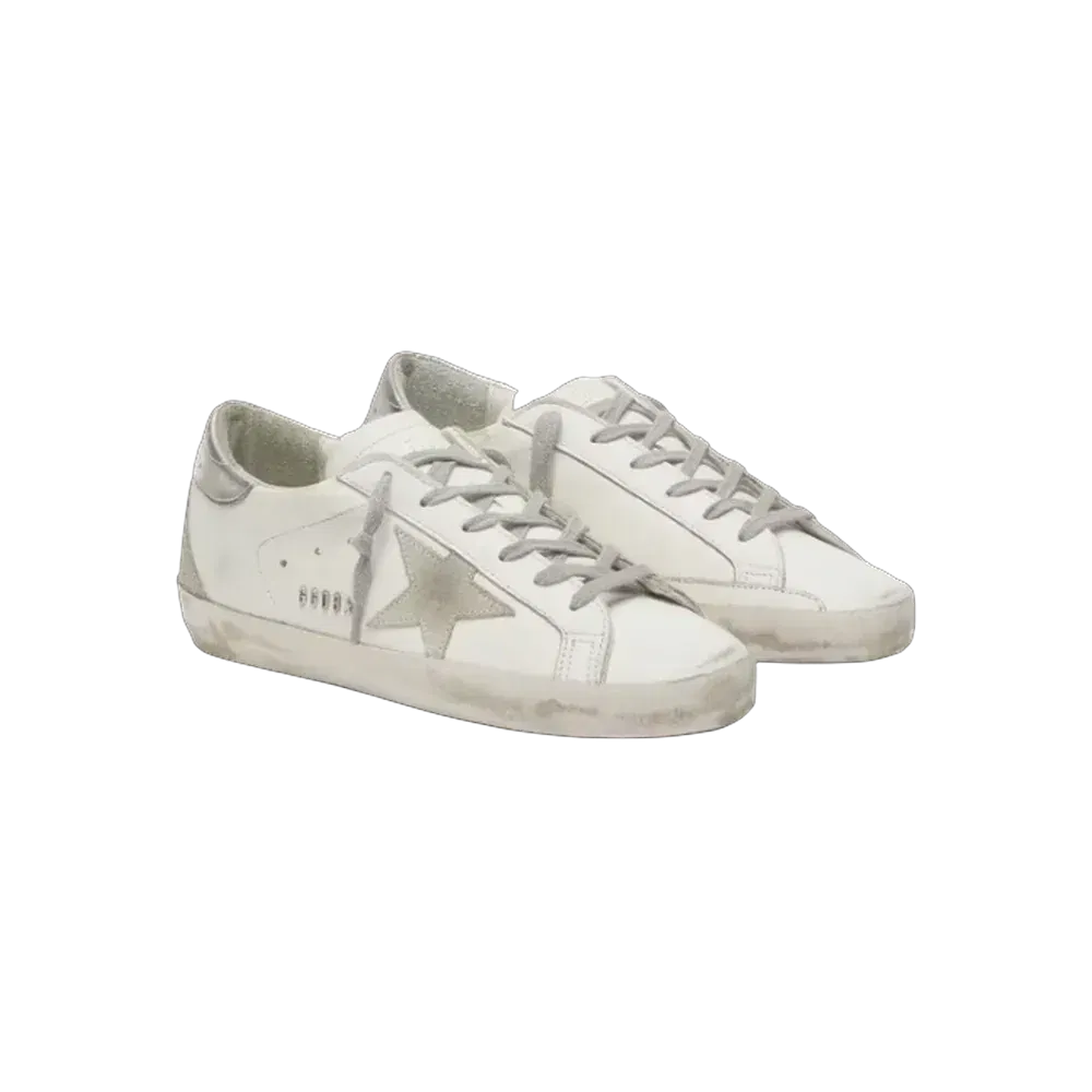 Golden Goose Super-Star With Silver Heel Tab And Metal Stud Lettering