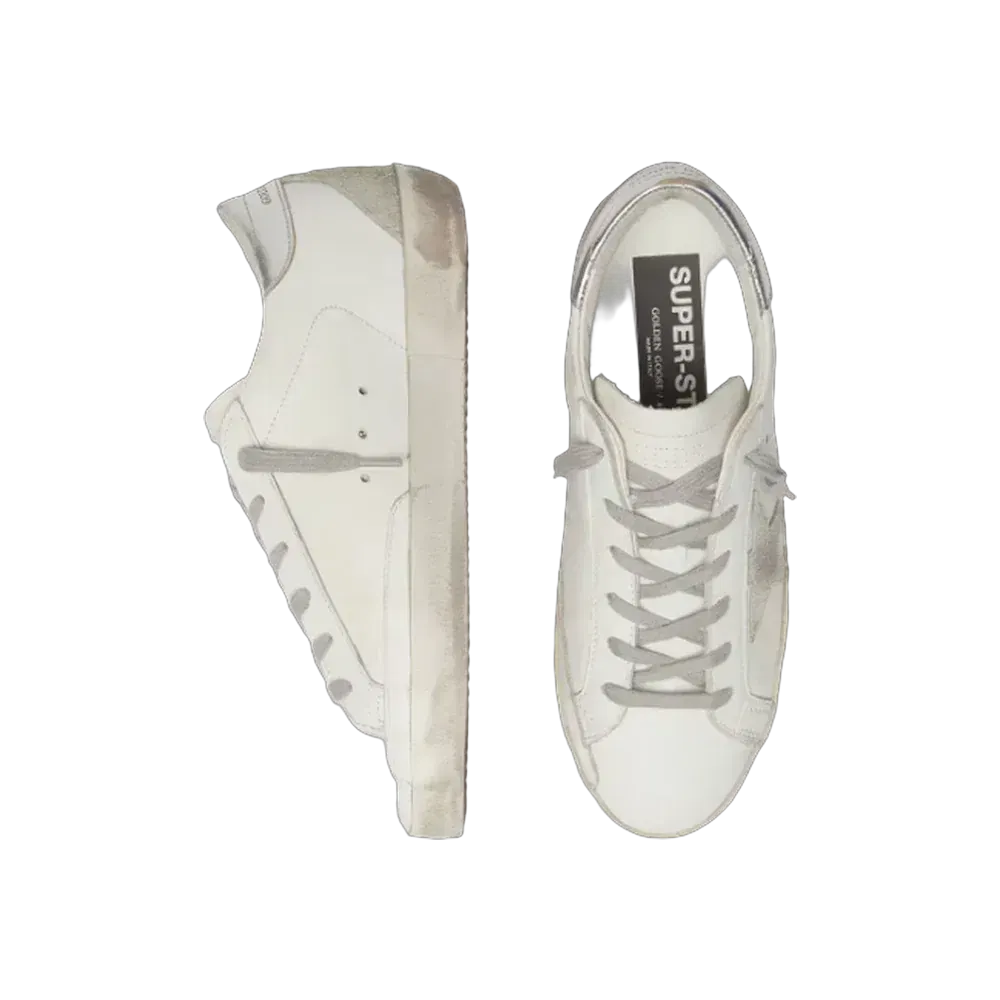 Golden Goose Super-Star With Silver Heel Tab And Metal Stud Lettering