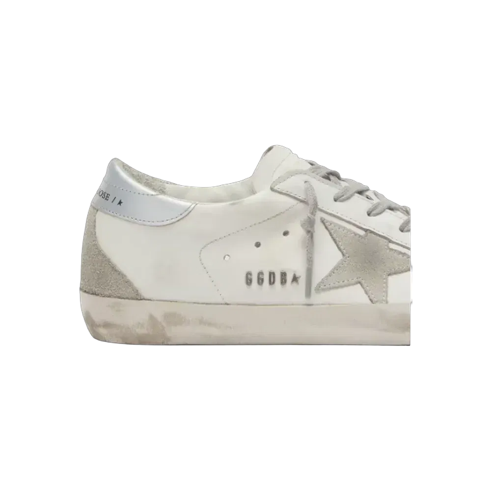 Golden Goose Super-Star With Silver Heel Tab And Metal Stud Lettering