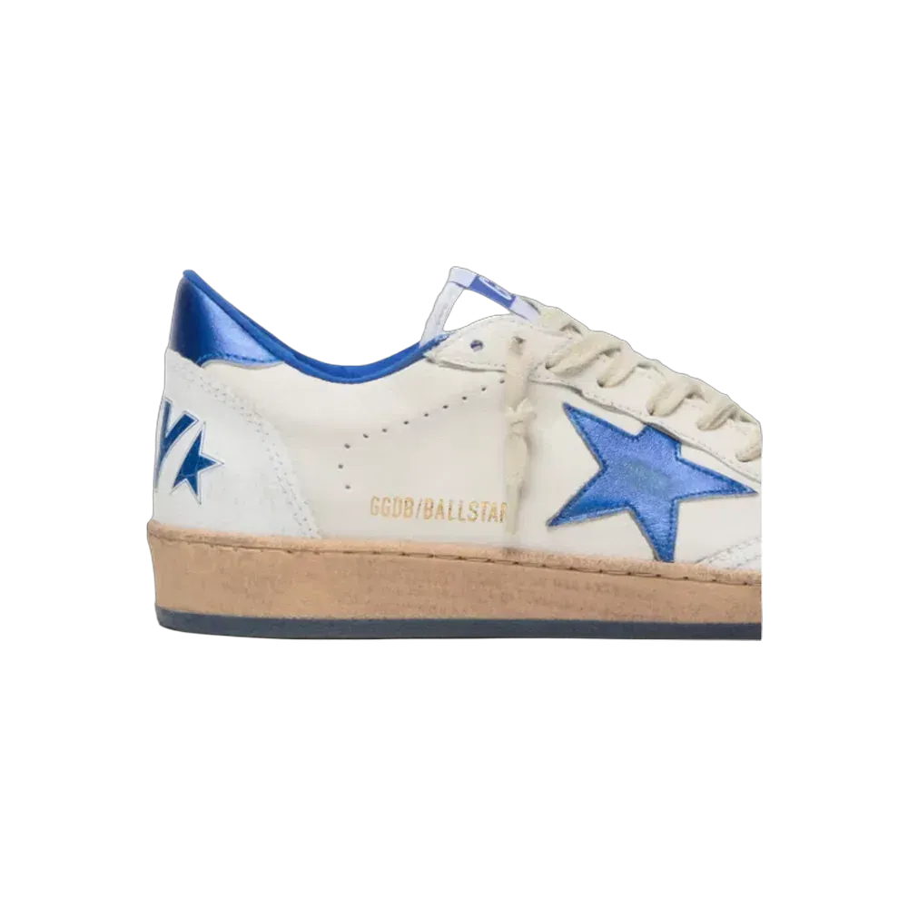 Golden Goose Ball Star Wishes In White Nappa Leather With Bright Blue Star