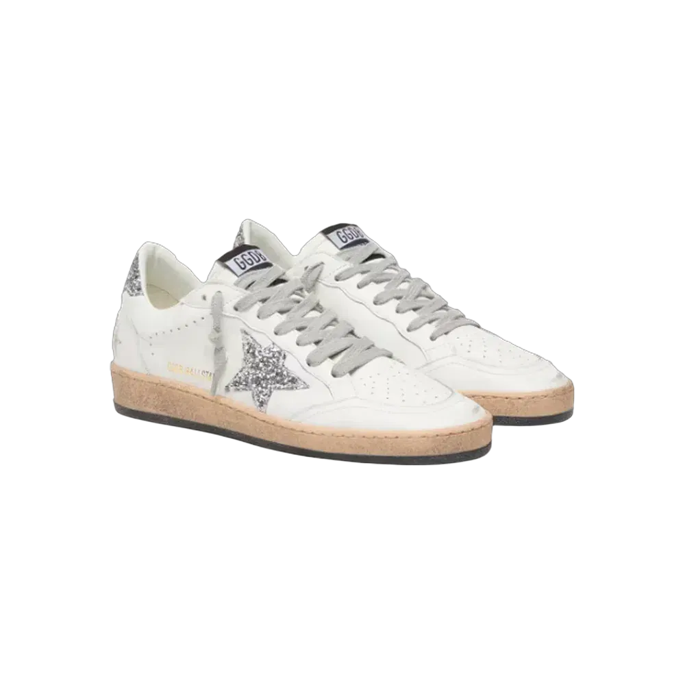 Golden Goose Ball Star Wishes In Nappa Leather With Glitter Star