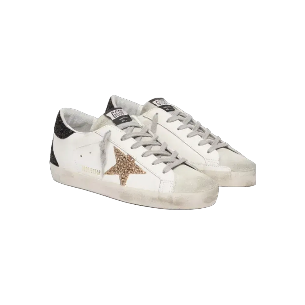 Golden Goose Super-Star In Nappa Leather With Gold Glitter Star