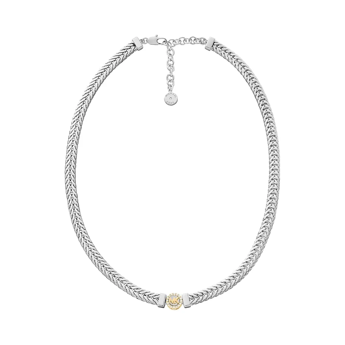 Michael Kors Pavé Logo Foxtail Chain Necklace Two Tone