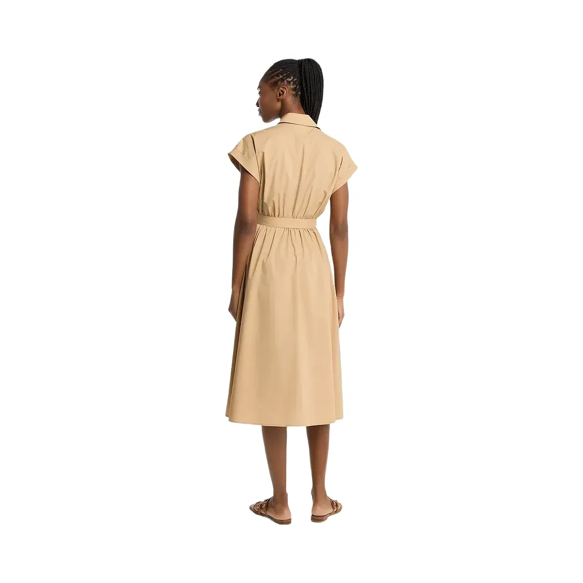 Michael Kors Cotton Poplin Midi Dress Khaki