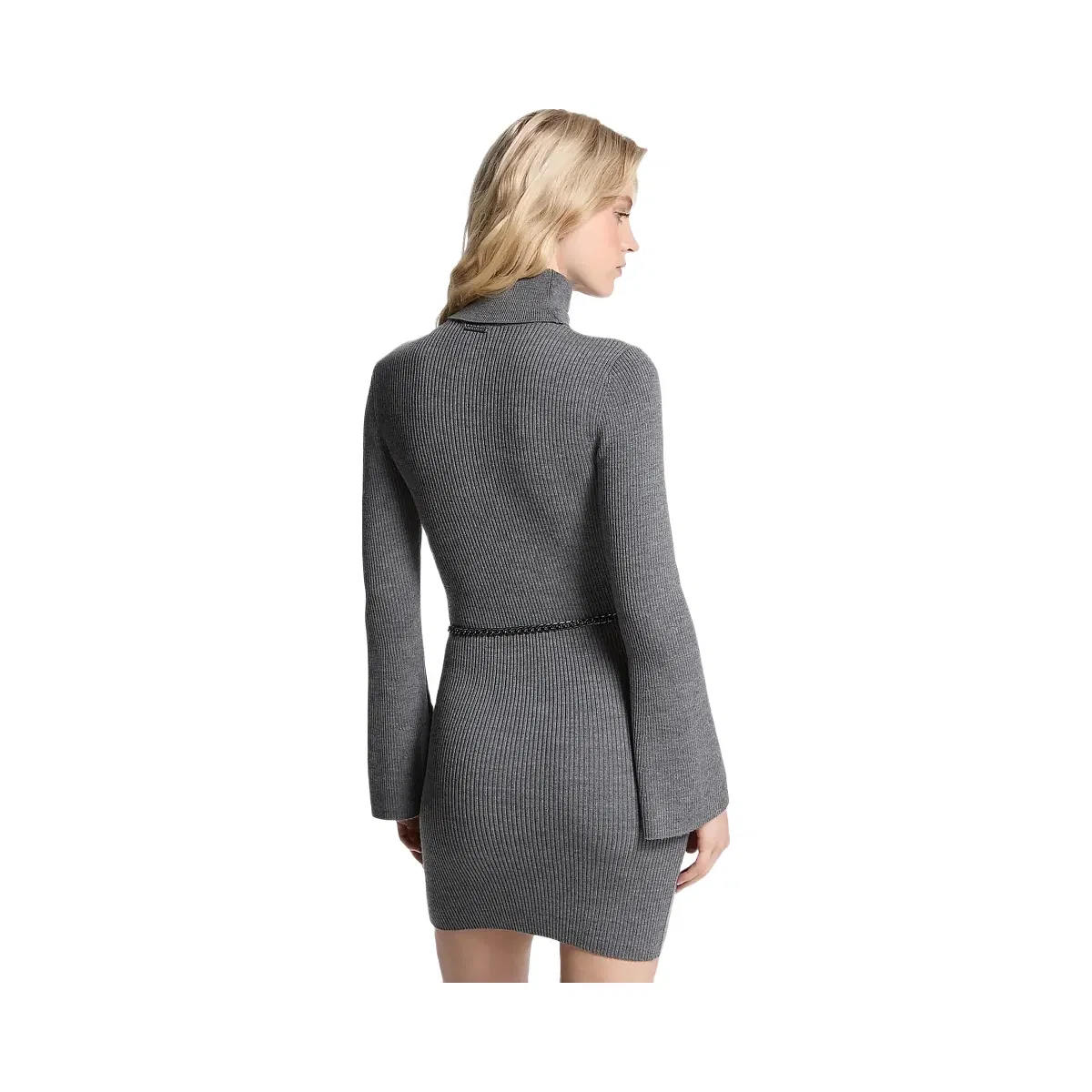 Michael Kors Wool Blend Belted Mini Dress Derby Heather
