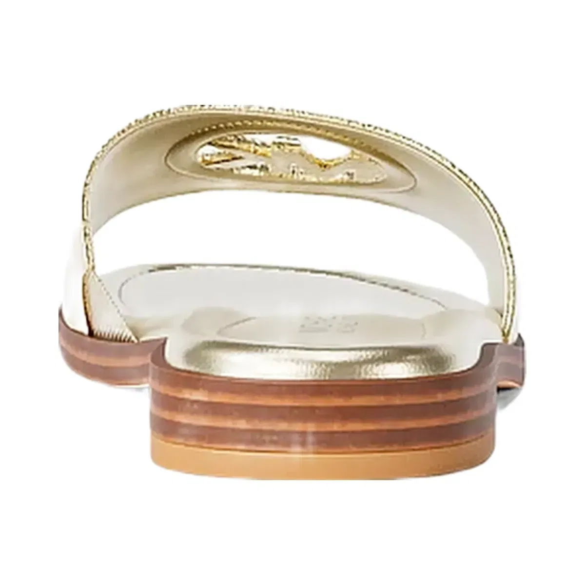 Michael Kors Carissa Crackled Metallic Slide Sandal Pale Gold