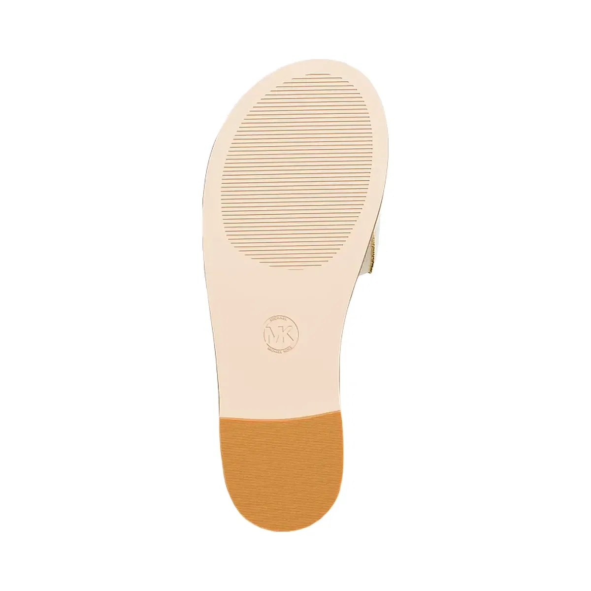 Michael Kors Carissa Crackled Metallic Slide Sandal Pale Gold