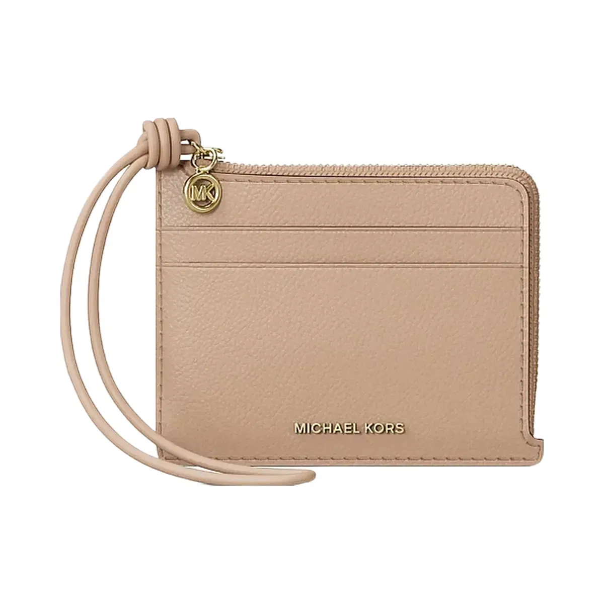 Michael Kors Jet Set Small Pebbled Leather Card Case Wristlet Khaki