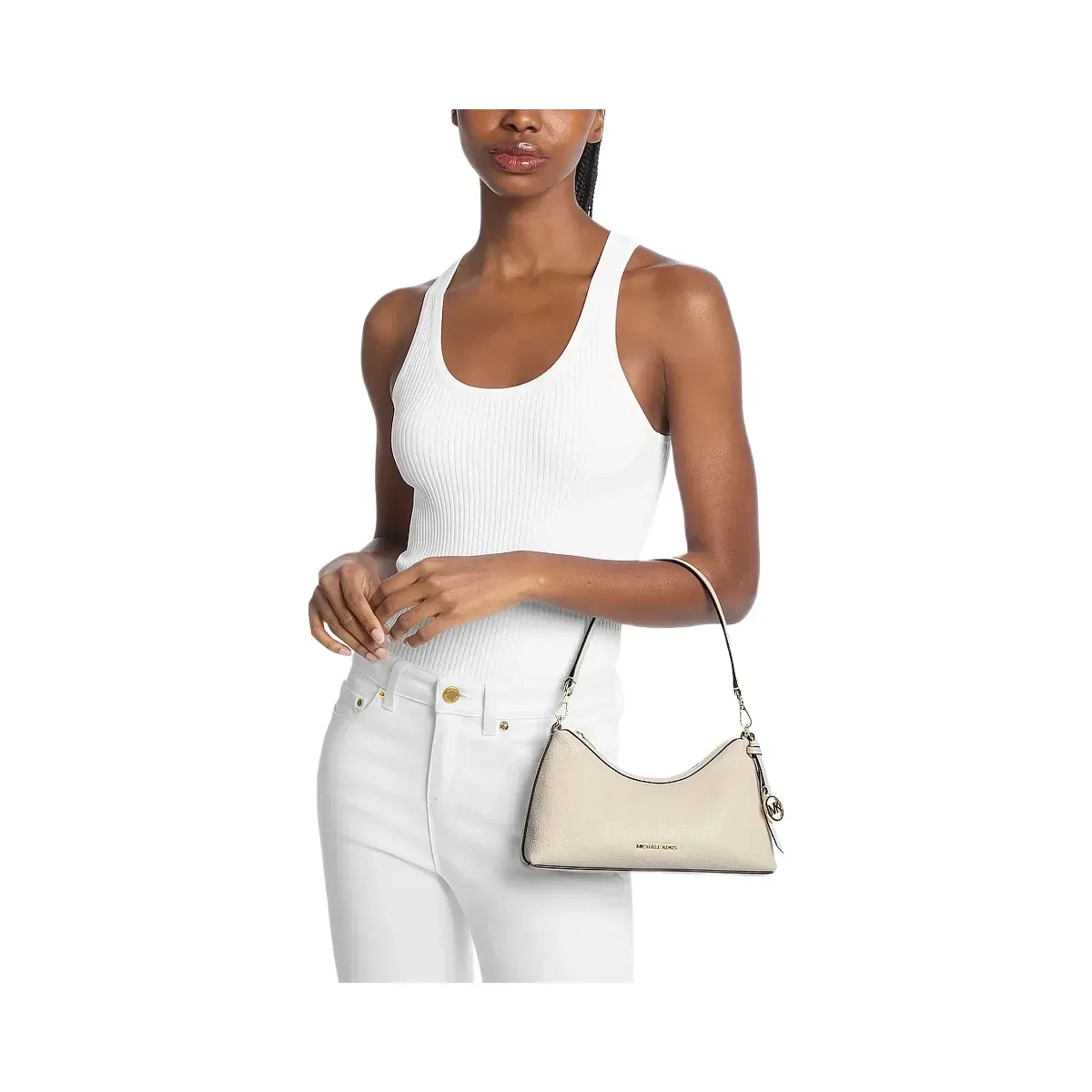 Michael Kors Sammy Small Pebbled Leather Convertible Crossbody Bag Lt Cream