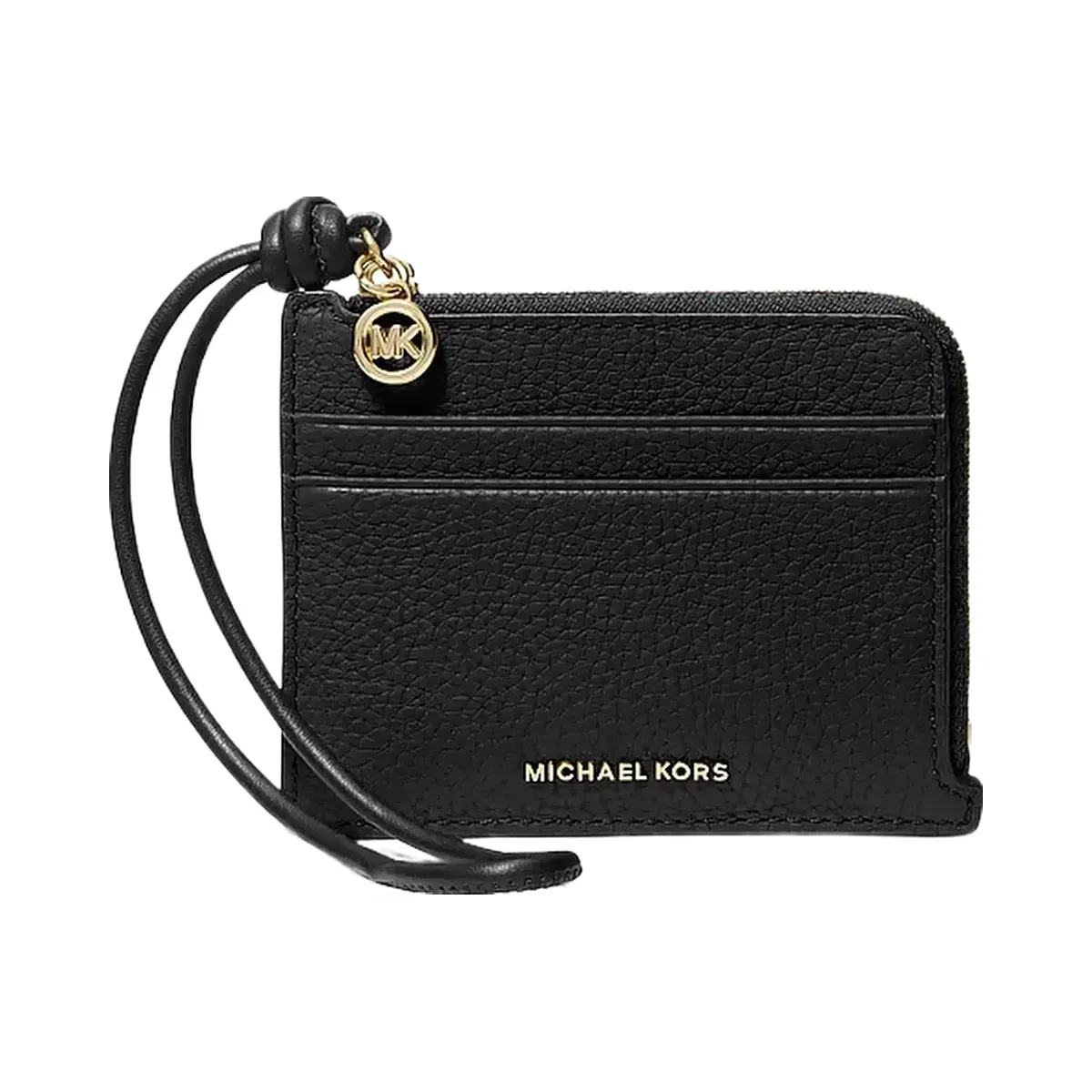 Michael Kors Jet Set Small Pebbled Leather Card Case Wristlet Black