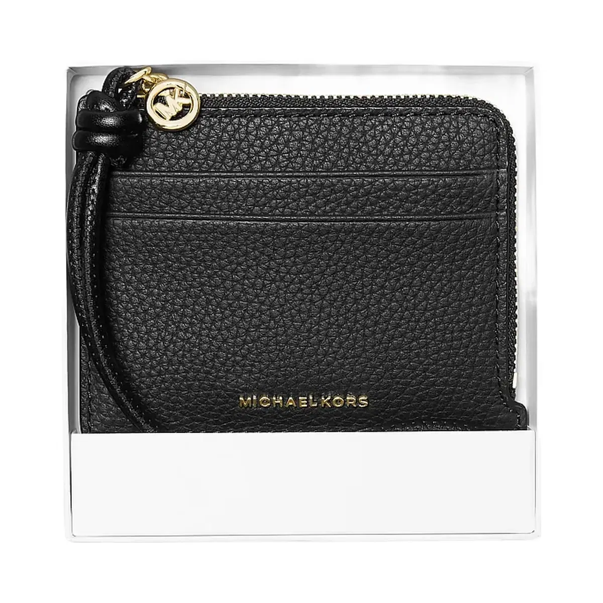 Michael Kors Jet Set Small Pebbled Leather Card Case Wristlet Black
