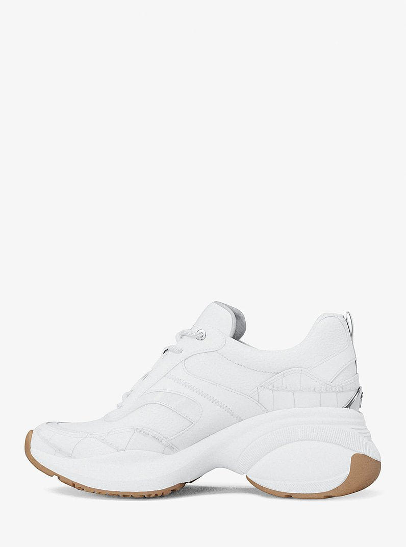 Michael Kors Kaia Mixed-Media Trainer Optic White