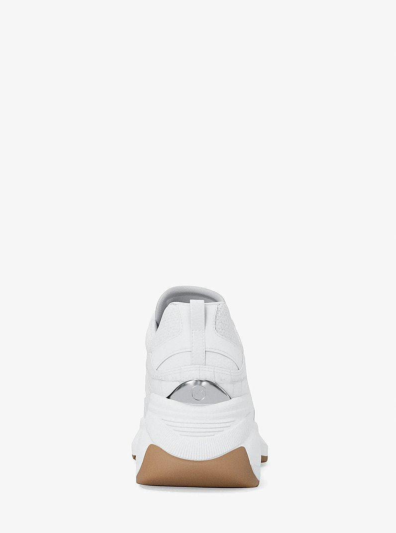 Michael Kors Kaia Mixed-Media Trainer Optic White