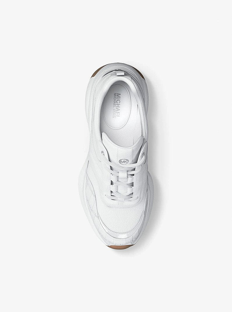 Michael Kors Kaia Mixed-Media Trainer Optic White