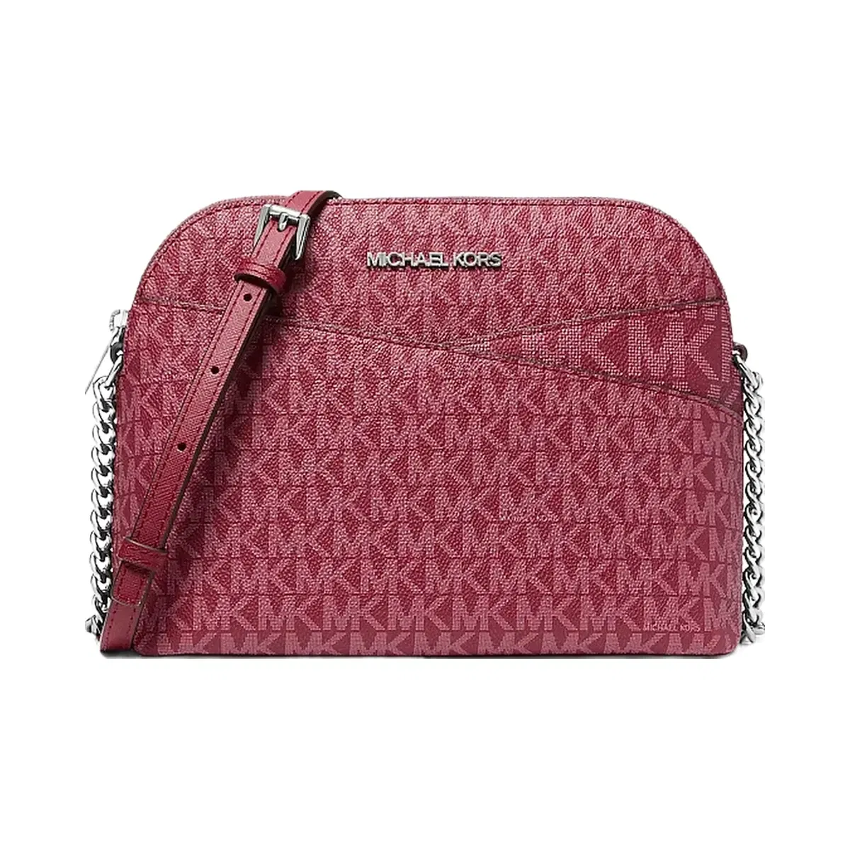 Michael Kors Jet Set Travel Medium Logo Dome Crossbody Bag Maroon